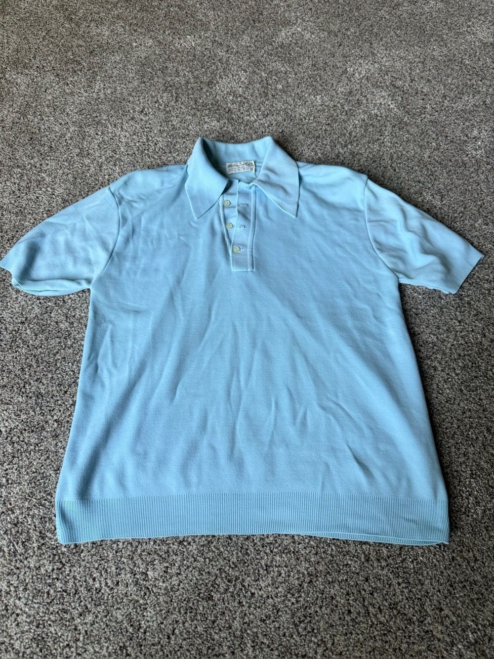 Ban Lon Vintage Medium baby blue Men's Light Blue Short-Sleeve Knit Polo Shirt